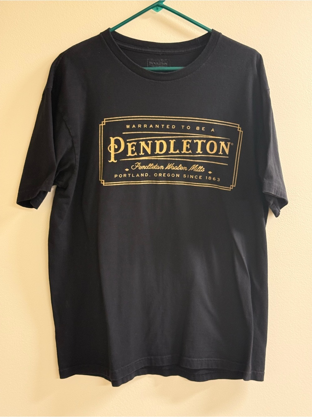 Pendleton Black Short-Sleeve Tee with Gold Logo Print